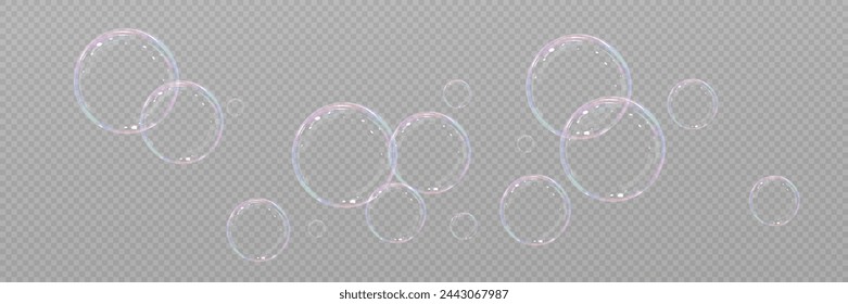 Realistic soap bubbles.Flying bubbles on a transparent background.	