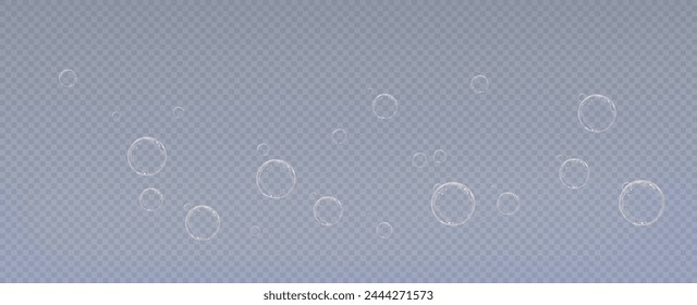 Realistic soap bubbles.Flying bubbles on a transparent background.	