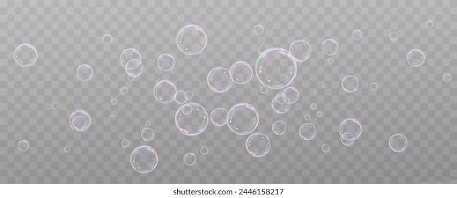 Realistic soap bubbles.Flying bubbles on a transparent background.	