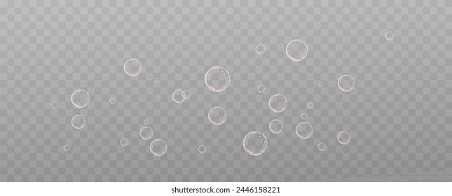 Realistic soap bubbles.Flying bubbles on a transparent background.	