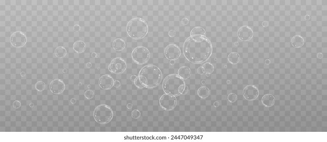 Realistic soap bubbles.Flying bubbles on a transparent background.	