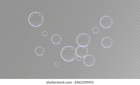 Realistic soap bubbles.Flying bubbles on a transparent background.	