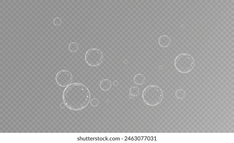 Realistic soap bubbles.Flying bubbles on a transparent background.