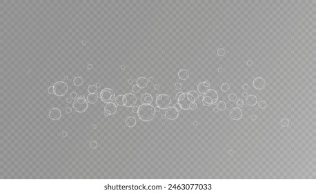 Realistic soap bubbles.Flying bubbles on a transparent background.