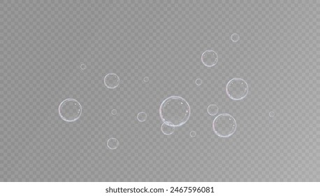 Realistic soap bubbles.Flying bubbles on a transparent background.
