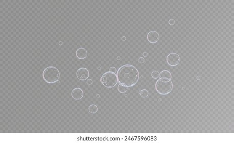 Realistic soap bubbles.Flying bubbles on a transparent background.