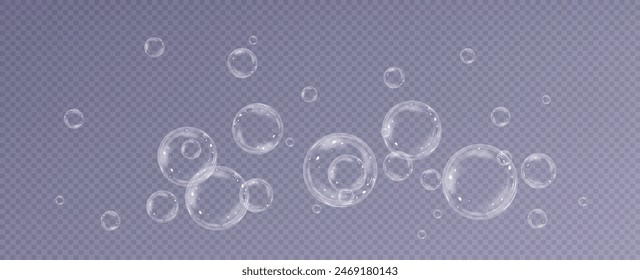 Realistic soap bubbles.Flying bubbles on a transparent background.	