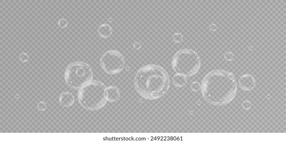 Realistic soap bubbles.Flying bubbles on a transparent background.	