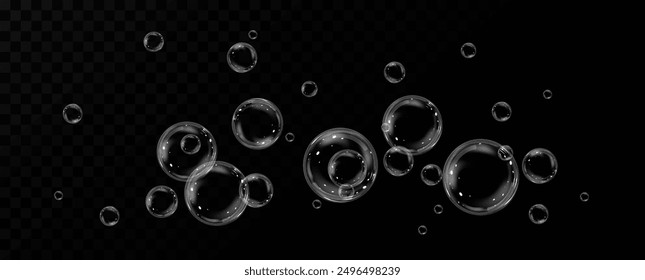 Realistic soap bubbles.Flying bubbles on a transparent background.	