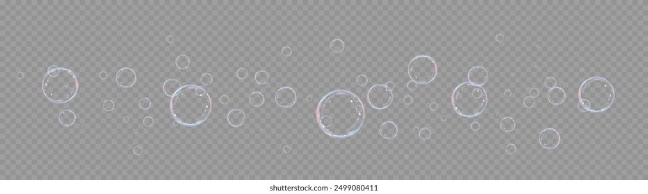 Realistic soap bubbles.Flying bubbles on a transparent background.	