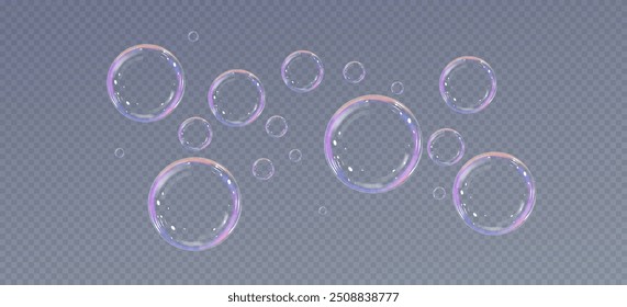 Realistic soap bubbles.Flying bubbles on a transparent background.	