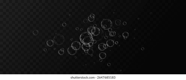 Realistic soap bubbles.Flying bubbles on a transparent background.	