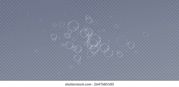 Realistic soap bubbles.Flying bubbles on a transparent background.	