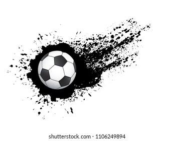 Realistic soccer 3 D ball  with splash on 
 transparent background. High resolution