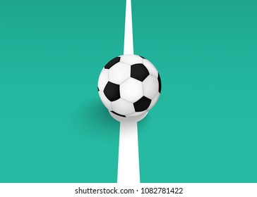 Realistic soccer ball. Banner, poster or flyer template. Football 2018. Vector illustration