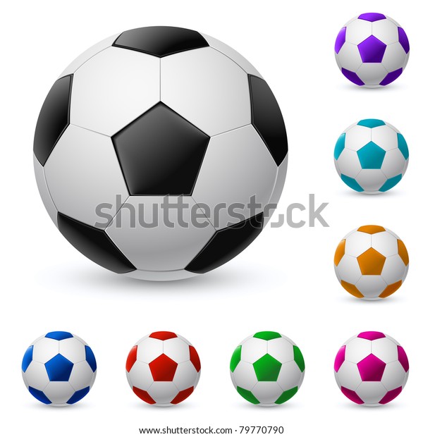Realistic Soccer Ball Different Colors Illustration Stock Vector