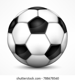 Realistic soccer ball, European football isolated on white. Vector illustration.