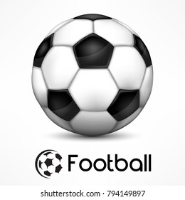 Realistic soccer ball, European football isolated on white. Vector illustration.
