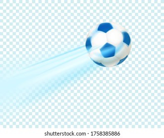 Realistic soccer ball. Flying leather ball isolated on transparent background 