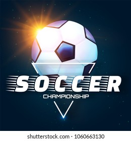 Realistic Soccer Ball. Football Game Label. Sport Design. Vector illustration