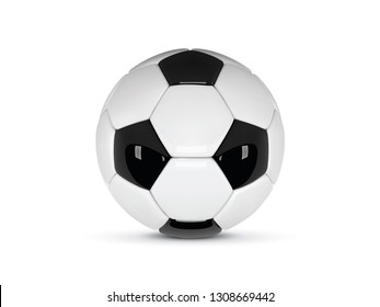 Realistic soccer ball or football ball on white background. 3d Style football championship design banner. Vector ball isolated on white background