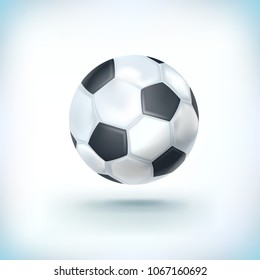 Realistic soccer ball isolated on white with shadow. Sport equipment. vector illustration