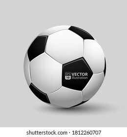 Realistic soccer ball isolated on white with shadow, element for design. vector illustration.