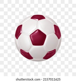 Bola de fútbol realista con pentagones de marrón. Aislamiento en un contexto transparente. Balón de fútbol de forma clásica de pentagones y hexágonos. Equipamiento deportivo. Objeto vectorial 3d realista