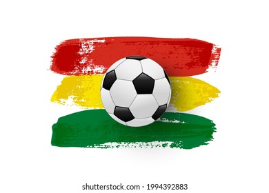 Realistic soccer ball on flag of Bolivia made of brush strokes. Vector football design element