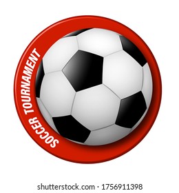 realistic soccer ball with a ring around. Logo for the championship, football competition. Team sports, active lifestyle. Isolated vector on white background