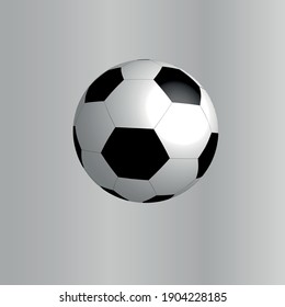 Realistic soccer football ball on white background with soft shadow. Vector illustration.