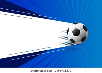 realistic soccer football blue background with text space vector