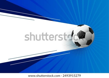 realistic soccer football blue background with text space vector