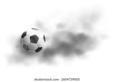 realistic soccer or football with smoke effect vector