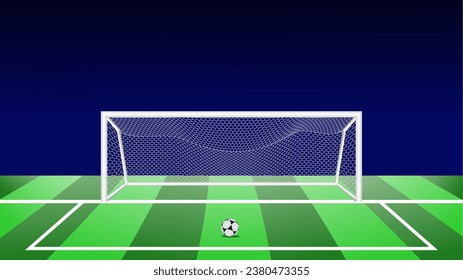 realistic soccer goal post or football goal post. with hexagonal net and the ball in the center.