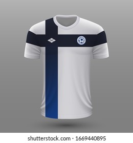 Realistic Soccer Shirt 2020, Finland Home Jersey Template For Football Kit. Vector 