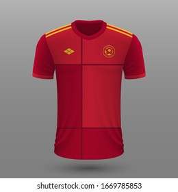 Realistic soccer shirt 2020, Spain home jersey template for football kit. Vector