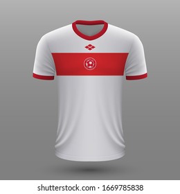 Realistic Soccer Shirt 2020, Turkey Home Jersey Template For Football Kit. Vector