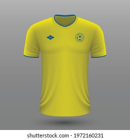 Realistic soccer shirt 2020, Ukraine home jersey template for football kit. Vector illustration