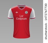 Realistic soccer shirt Arsenal London, jersey template for football kit. Vector illustration