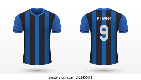 Realistic soccer shirt Atalanta, jersey template for football kit. Vector illustration