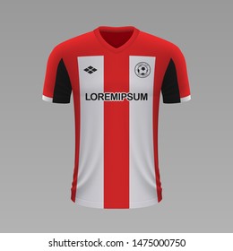 Realistic soccer shirt Athletic Bilbao 2020, jersey template for football kit. Vector illustration