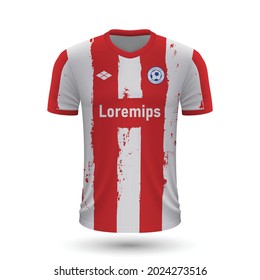 Realistic soccer shirt Atletico Madrid 2022, jersey template for football kit. Vector illustration 