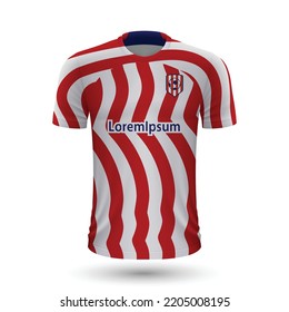 Realistic soccer shirt Atletico Madrid, jersey template for football kit 2022