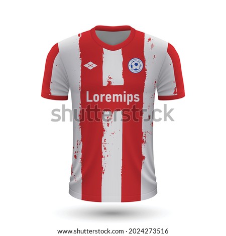 Realistic soccer shirt Atletico Madrid 2022, jersey template for football kit. Vector illustration 