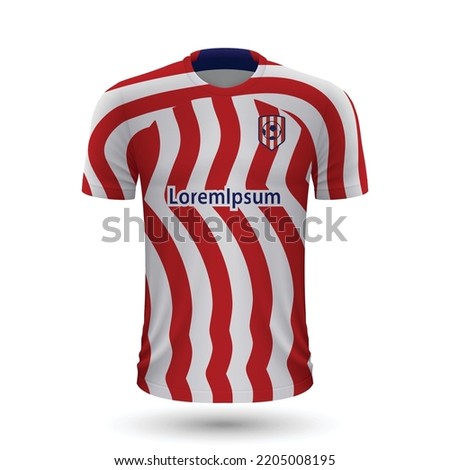 Realistic soccer shirt Atletico Madrid, jersey template for football kit 2022