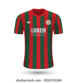 Realistic soccer shirt Augsburg 2022, jersey template for football kit. Vector illustration 