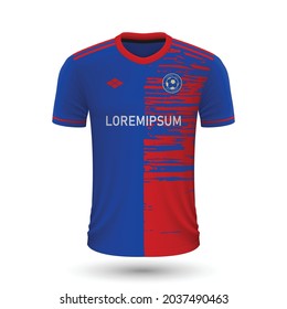 Realistic soccer shirt Basel 2022, jersey template for football kit. Vector illustration 