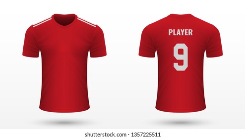 Realistic soccer shirt Benfica, jersey template for football kit