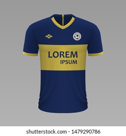 Realistic soccer shirt Boca Juniors 2020, jersey template for football kit. Vector illustration